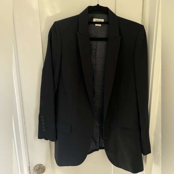 Zadig & Voltaire Blazer with Skull Studded Design in Navy Size Small - Picture 2 of 6